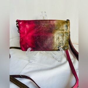 Bed Stu Ombre Red to Olive Green Leather Crossbody Bag